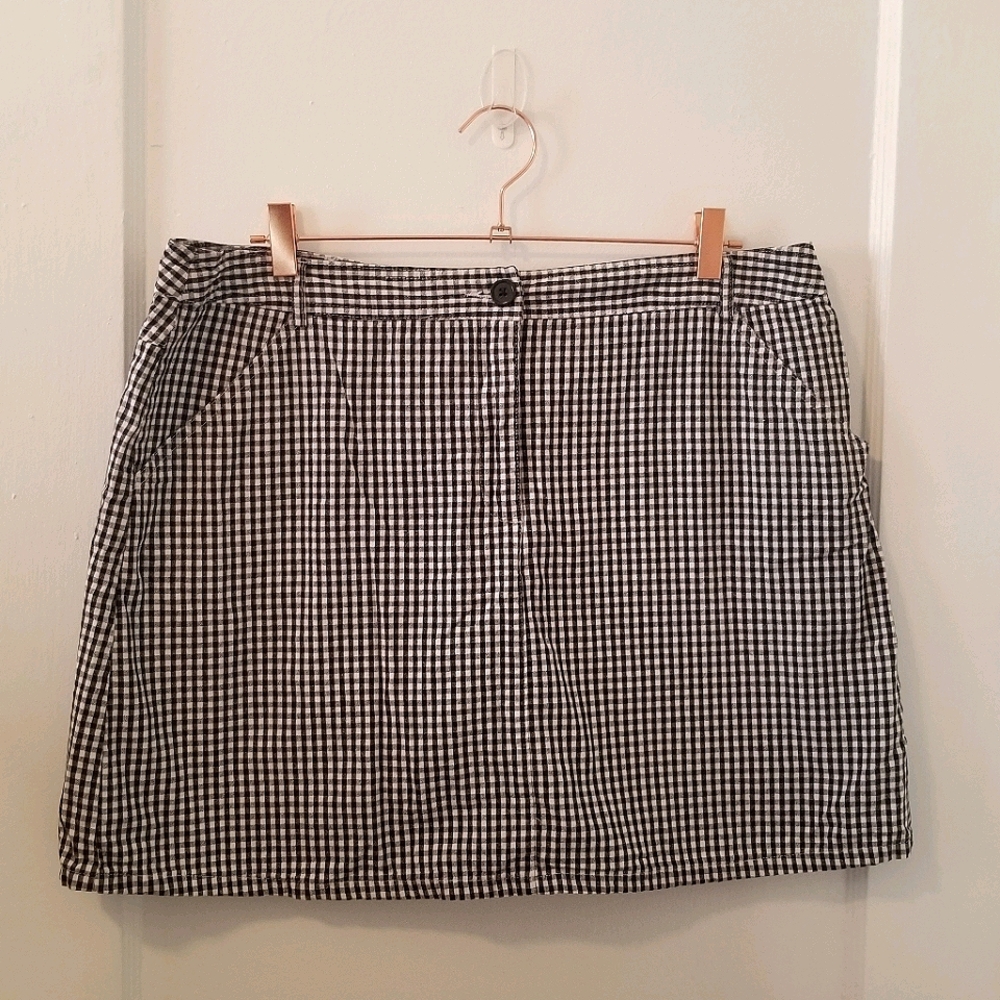 Black & White Plaid Gingham Skort Size 16
